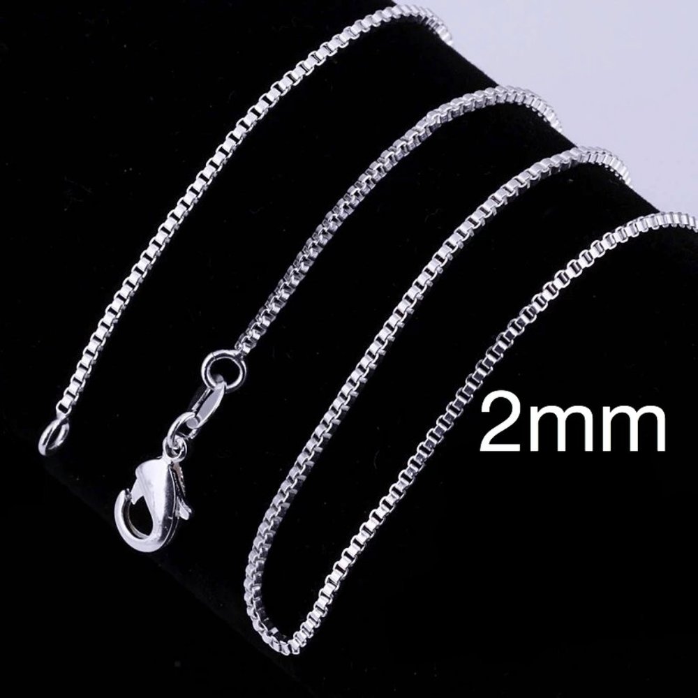 NWOT 925 Sterling Silver 2mm Box Chain Necklace